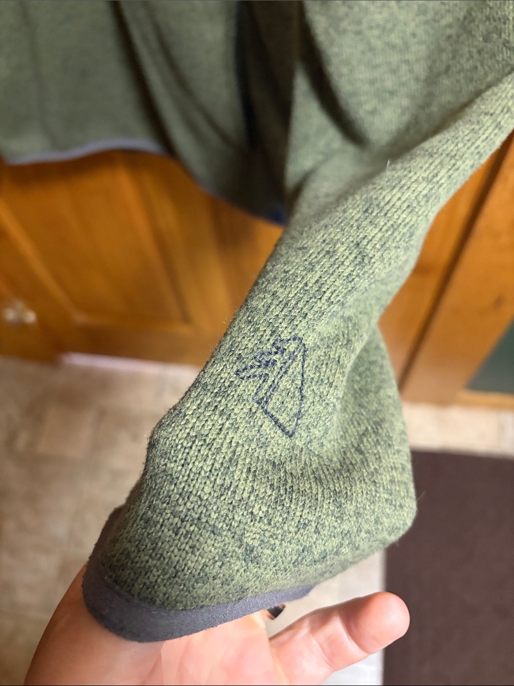 L.L. Bean Olive Green Snap-Front Fleece Pullover - Picture 3 of 6